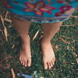 barefoot on grass